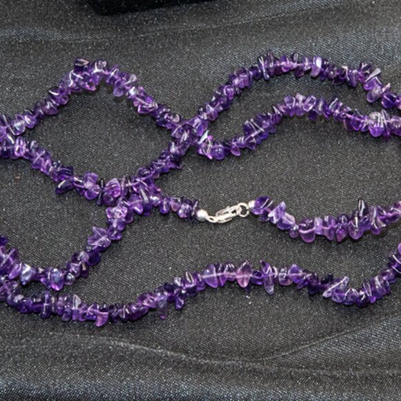 Vintage Amethyst Chip Necklace 34" with .925 Lobster Clasp - Picture 5 of 5